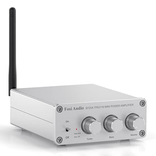 Fosi Audio BT20A-S Amplificador Bluetooth Mini Receptor de Audio estéreo Clase D 2.0 CH Amp para Altavoces pasivos 100W x 2 con Fuente de alimentación de 24V