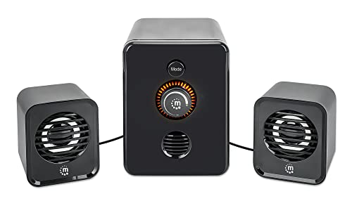 Manhattan BluetoothÂ® RGB LED 2.1 Desktop - Sistema de Altavoces USB con subwoofer, 3,5 mm y entradas RCA, PC/PS4/Xbox/TV/Smartphone/Tablet - Negro
