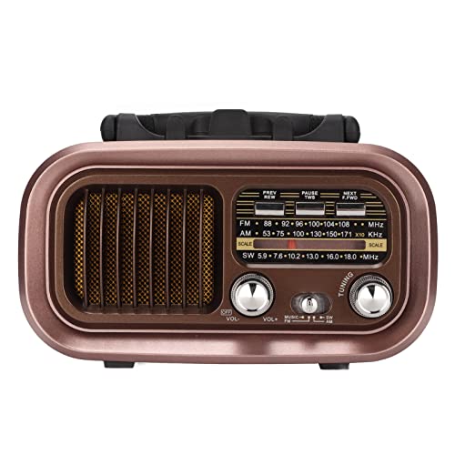 ASHATA Altavoz Bluetooth Retro de Radio Vintage, Radio Am FM Bluetooth de 3 Bandas con Estilo Clásico Antiguo, Altavoz de Radio Vintage Portátil Multifuncional para Interiores Y Exteriores(RXBT628)