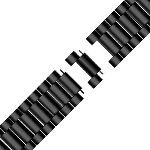 Aimtel Correa compatible con Fit-bit Versa 3/ Fit-bit Sense correa, Versa 3 / Sense correa de repuesto de acero inoxidable sÃ³lido, correa de metal para Versa 3/Sense/-Negro