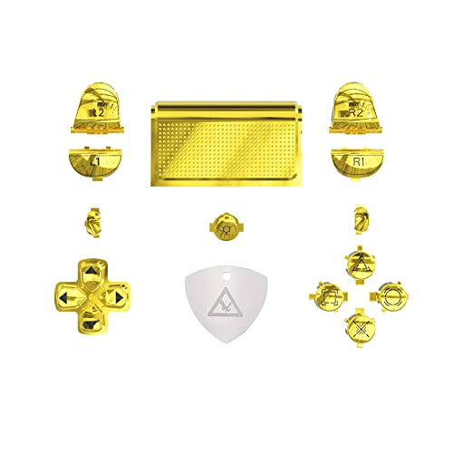 eXtremeRate Botones para PS4 Mando Teclas Botón Completo con Símbolos para Playstation 4 Control CUH-ZCT2-Compatible con DTFS LED Kit(No Incluye Mando) Dorado Cromo