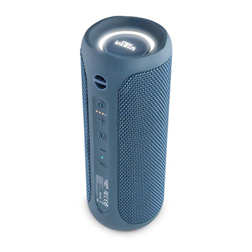 Altavoz Goody 2 de Vieta Pro, con Bluetooth 5.0, True Wireless, Micr贸fono, Radio FM, 12 horas de bater铆a, Resistencia al agua IPX7, entrada auxiliar y bot贸n directo al asistente virtual; color azul.