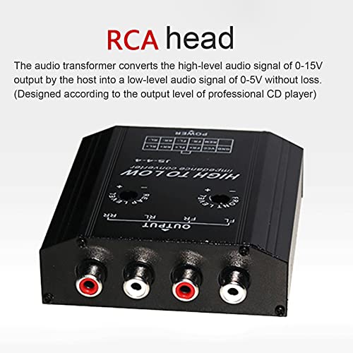 Convertidor de audio, convertidor de impedancia de audio de 12 V y 4 canales, de lÃ­nea alta a baja, filtro de frecuencia de altavoz de radio estÃ©reo para automÃ³vil