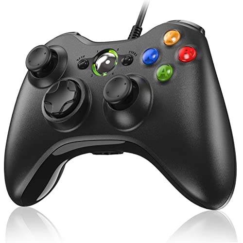 Mando para Xbox 360, Mando PC, USB Mando para Xbox 360/Xbox 360 Slim/PC Win7/8/10/11/XP Joystick Gamepad con Doble Vibraci贸n Wired Controlador
