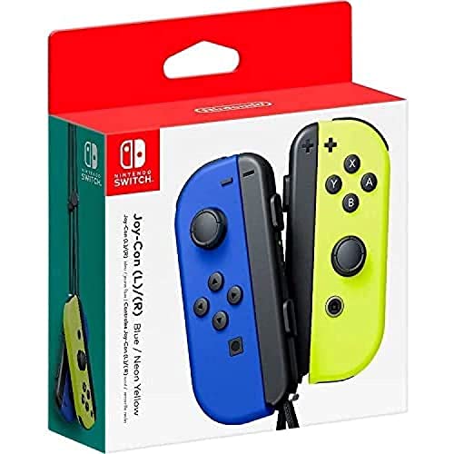 Par de mandos Joy-Con de Nintendo Switch, azul izquierdo y amarillo neÃ³n derecho [videojuego]
