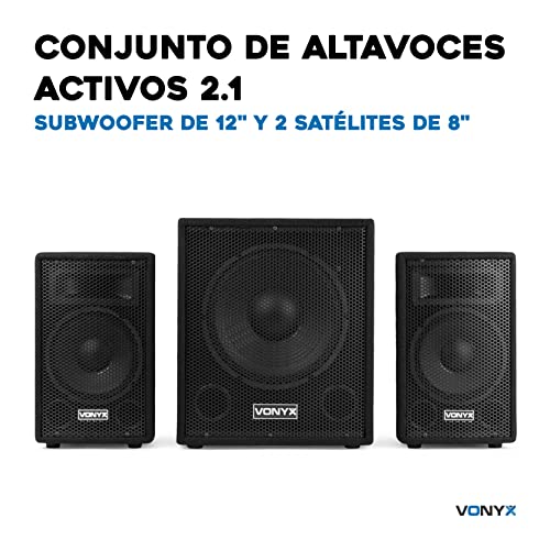 Vonyx VX0812BT 2.1 Conjunto Altavoces Activos 12”, subwoofer de 12