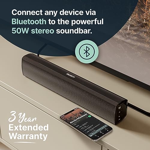 MAJORITY Bowfell Bluetooth Sound Bar for TV | 50 Watts Powerful 2.1 Stereo Soundbar | EQ Control, Bluetooth, Optical & RCA Connection with USB & AUX Playback | Remote Controlled