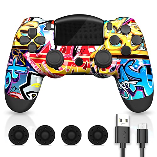 falafaso Compatible Avec Play4/Slim/Pro Console,Replacement for Wireless Remote Controller,Wired PC Gamepad with Built-in Stereo Speakers,Gyro 6-Axes, 3,5 mm Headphone Jack,Touch Pad