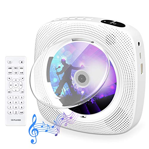 Gueray Reproductor de CD PortÃ¡til de Pared Bluetooth Reproductor de CD para Montar en la Pared Altavoces de Alta Fidelidad Incorporados con Pantalla LCD Audio para el Hogar Boombox