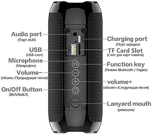 BCM Altavoz PORTATIL Estereo Bluetooth Speaker TG117 Bluetooth Reproductor MP3 FM USB Micro SD Waterproof (Negro)