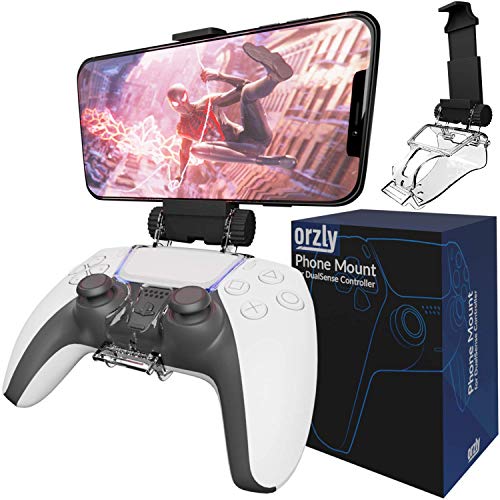 Orzly Accesorio PS5 Clip de Juego Compatible con Mandos Playstation 5 DualSense - Soporte para TelÃ©fono MÃ³vil Ajustable para Usar con PS5 Mandos de Juegos