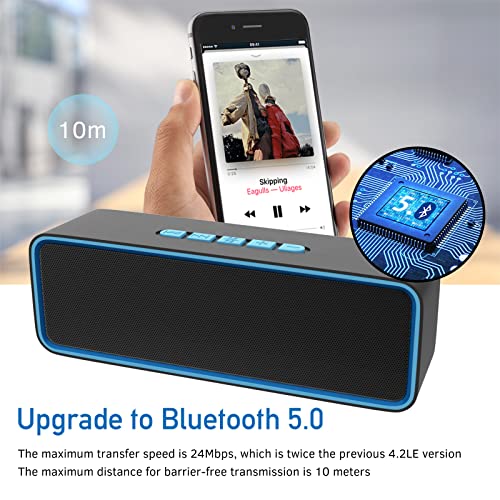Sonkir Altavoz Bluetooth portÃ¡til, Altavoz inalÃ¡mbrico Bluetooth 5.0 con Graves estÃ©reo 3D Hi-Fi, baterÃ­a incorporada de 1500 mAh, Tiempo de reproducciÃ³n 12H (Azul)