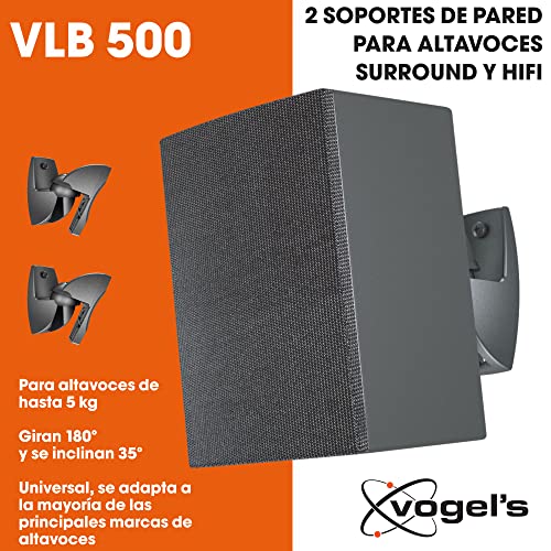 Vogel's VLB 500 Soporte de pared universal para altavoces, Giratorio hasta 180Âº, Inclinable hasta 20Âº, Premontado, MÃ¡x. 5 kg, Negro