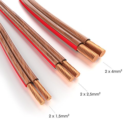 KabelDirekt â€“ 10m Cable de Altavoces (2x2,5mmÂ² Cable de altavoz HiFi, Made in Germany, de cobre puro, con indicaciÃ³n de polaridad, para el mejor sonido posible de su sistema de mÃºsica)